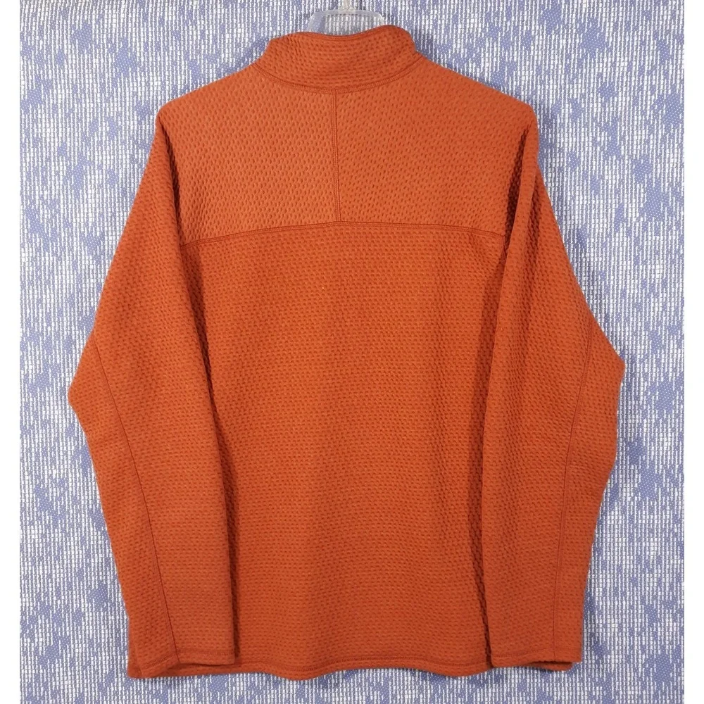 L.L. Bean Sweater Mens XL Tall Orange Pullover 1/4 Zip Waffle Knit Mock Neck